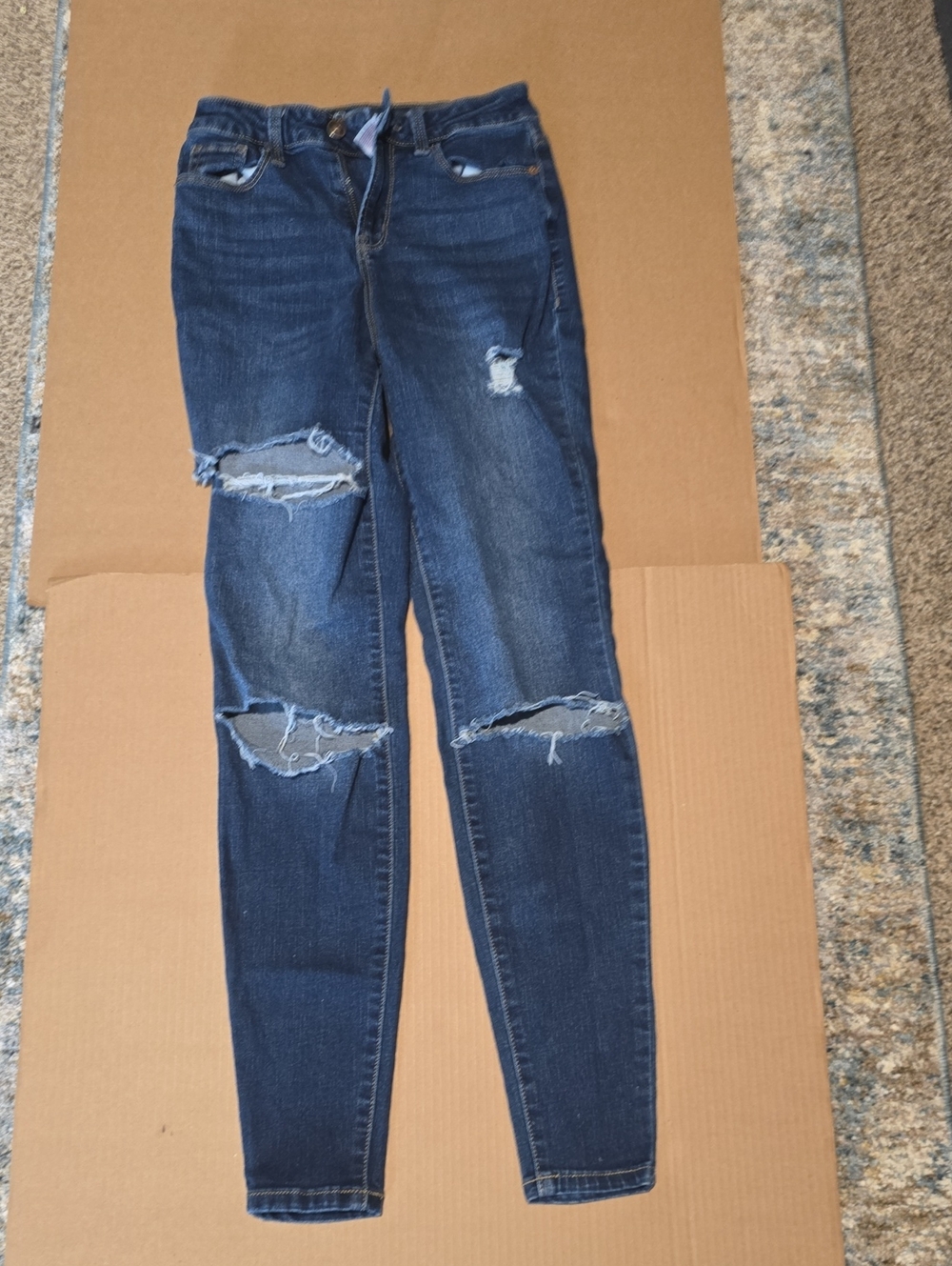 No Boundaries Dark Blue Ripped Skinny Jeans #96
